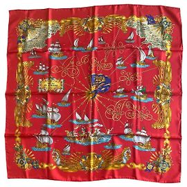 Hermès Sciarpa di seta Voiles de lumière Rossa Rosso