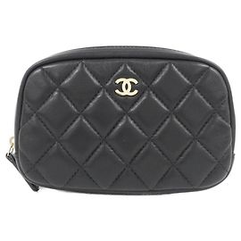 Chanel Timeless Classic Line 80909 Handbag Pouch Black Dark red