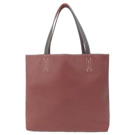 Bolsa Hermès Double Sens Quadri 45 cm Marrom Vermelho Ameixa Damier ebene
