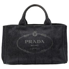 Bolsa de logo Canapa em denim preto da Prada Preto