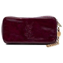 Saint Laurent Red Patent Belle de Jour Pouch Red Dark red
