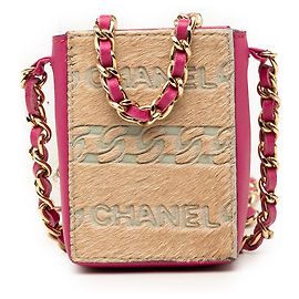 Estojo para cigarros em couro de cordeiro bege e pelo de pônei Chanel Bege