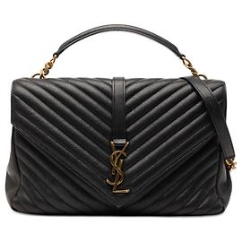 Borsa universitaria Monogram in pelle di pecora nera a chevron grande Saint Laurent Nero