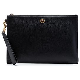 Clutch de cuero GG Marmont negro de Gucci Negro