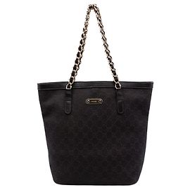 Gucci Brown GG Denim Capri Tote Brown Dark brown