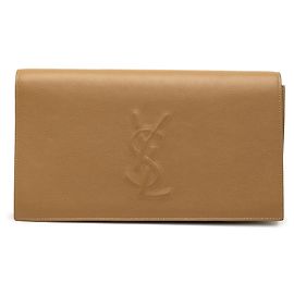 Pochette Belle De Jour Monogram en Cuir de Veau Marron Grand Format Saint Laurent Marron Marron clair