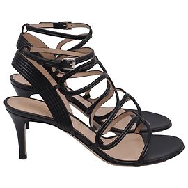 Gianvito Rossi Strappy Sandal Heels in Black Leather Black