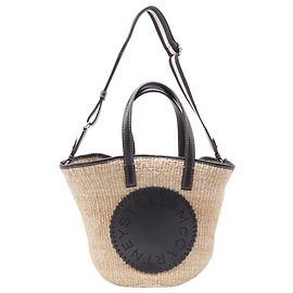 Stella Mc Cartney  Stella Mccartney Logo Tote Bag in Beige Raffia Beige