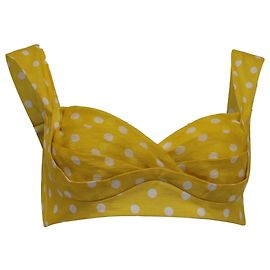 Top Bralette de Lunares Zimmermann en Lino Amarillo Amarillo