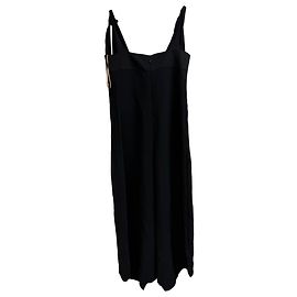 Chloé Square Neck Midi Dress in Black Acetate Black