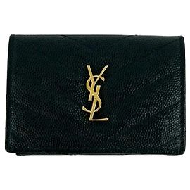 Portefeuille en cuir Yves Saint Laurent à trois volets Noir