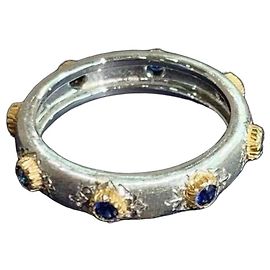 Bague Buccellati Macri Positano Saphir Bleu Platine Taille 48 Argenté