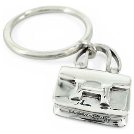 Hermès Hermes Amulette Constance Silver Band Ring Silvery