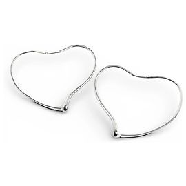 Tiffany & Co. Elsa Peretti Open Heart Large Hoop Earrings Silvery