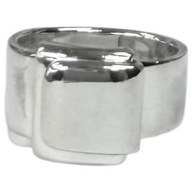 Hermès Hermes Vintage 925 Silver Band Ring Silvery