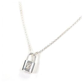Colar de corrente AG925 com pingente Lockit Louis Vuitton Prata