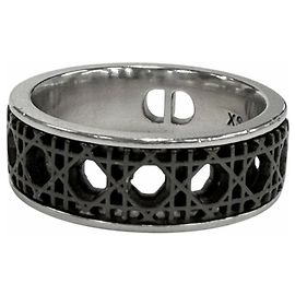 Christian Dior Dior Homme Cannage AG925 Band Ring Black Silvery