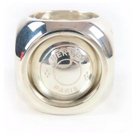 Hermès HERMES Vintage Extra Wide Sellier Ring Silvery