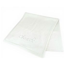 Xale de cashmere branco Chanel com logo em strass Branco