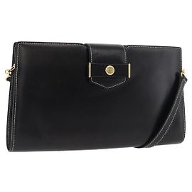 Borsa a Spalla Christian Dior in Pelle Nera e Oro Auth ka3883 Nero D'oro