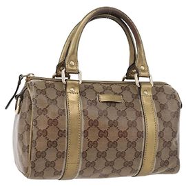 Bolsa de Mão GG Crystal Gucci Bege Dourado 193604 Auth mr2357 Bege Dourado