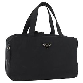 PRADA Borsa a mano in nylon nero argento Auth 175269 Nero Argento