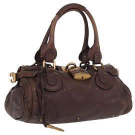 Chloé Chloe Paddington Handtasche aus braunem Leder mit Silber Gold Auth 175578A Braun Silber Golden
