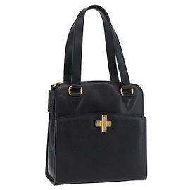 Céline Borsa a mano CELINE in pelle nera e oro Auth ka3921 Nero D'oro