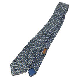 Hermès HERMES Necktie Silk Blue Auth 174885A Blue