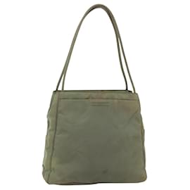 PRADA Tote Bag Nylon Khaki Silver Auth 175274 Silvery Khaki