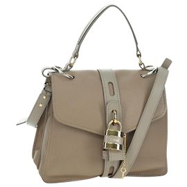 Chloé Chloe Abbey Hand Bag Leather 2way Beige Gold Silver Auth yk20329A Silvery Beige Golden