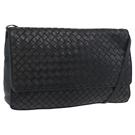 Borsa a Spalla in Pelle Nera e Oro INTRECCIATO di BOTTEGA VENETA Auth mr2335 Nero D'oro