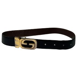 Cinto de couro reversível Gucci GG vintage preto e marrom Preto