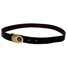 Cinturón de cuero reversible vintage Dior negro burdeos Negro