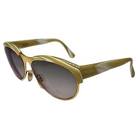 Vintage Loewe Oversized Sunglasses Gold Cream Golden