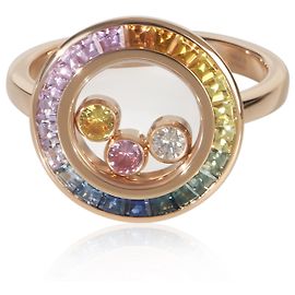 Chopard Rose Gold Sapphire and Diamond Happy Diamond Ring Other