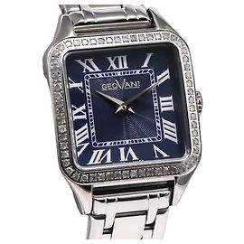 Autre Marque Geovani GOL591-SS-D-9 Diamond Watch Blue Square Dial Silver Silvery