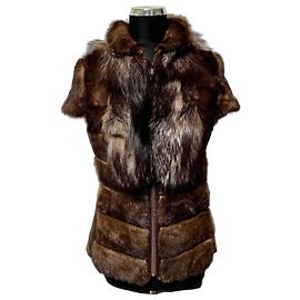 Autre Marque Marder und silberner Nerzfelljacke dunkelbraun Dunkelbraun
