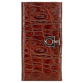 Cartera larga de cuero Salvatore Ferragamo Castaño