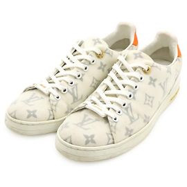 Louis Vuitton Frontrow Line Monogram Fabric Sneakers White Orange