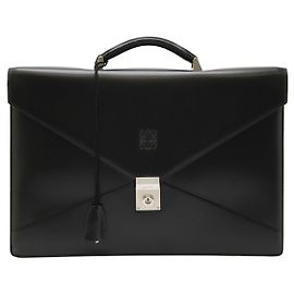 Loewe Anagram Diplomatico Leather Briefcase Black