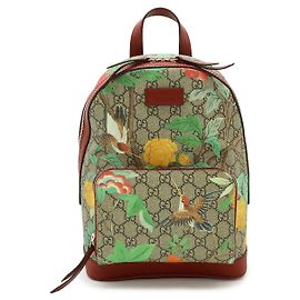 Gucci Tian GG Supreme Backpack Red Multiple colors Beige