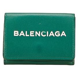 Portafoglio in pelle trifold Balenciaga Verde