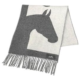 Hermès Écharpe en cachemire HERMES Love Story Marron Blanc cassé