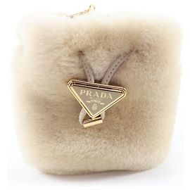 Mini Bolsa de Piel de Oveja Prada - Beige Ecru Beige