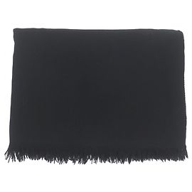 Xale de lã e cashmere com logo H da Hermès Preto