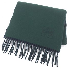 Loewe Wolle Kaschmir Anagram Schal Grün Marineblau