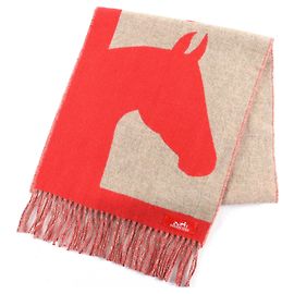 Bufanda de cachemira Love Story de Hermès Roja Beige