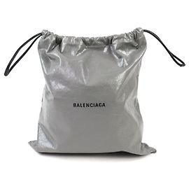 Balenciaga Gray Leather and Polyamide Pouch Brown
