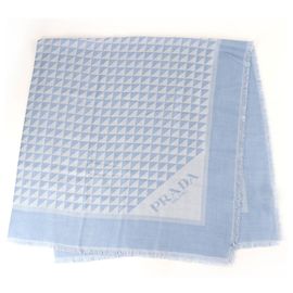 Xale de lã e seda azul Prada Azul